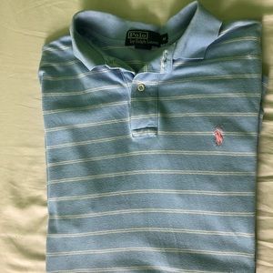 Blue polo dress short sleeve pink horse